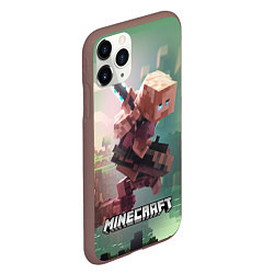 Чехол iPhone 11 Pro матовый Персонаж Minecraft ниндзя в прыжке, цвет: 3D-коричневый — фото 2