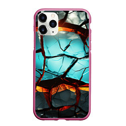 Чехол iPhone 11 Pro матовый Абстрактные камни разломленные, цвет: 3D-малиновый