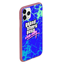 Чехол iPhone 11 Pro матовый GTA вайсити неоновая текстура, цвет: 3D-малиновый — фото 2