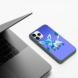 Чехол iPhone 11 Pro матовый Glaceon Pokemon, цвет: 3D-темно-зеленый — фото 2