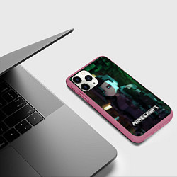 Чехол iPhone 11 Pro матовый Minecraft matrix, цвет: 3D-малиновый — фото 2