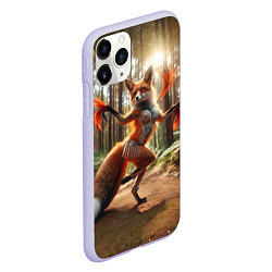 Чехол iPhone 11 Pro матовый Лиса Шаманка танцует зажигательный танец в лесу, цвет: 3D-светло-сиреневый — фото 2