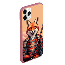 Чехол iPhone 11 Pro матовый Лис самурай, цвет: 3D-малиновый — фото 2