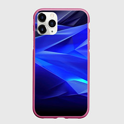 Чехол iPhone 11 Pro матовый Black and blue abstract background sport style, цвет: 3D-малиновый