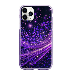 Чехол iPhone 11 Pro матовый Фиолетовые сверкающие абстрактные волны, цвет: 3D-светло-сиреневый