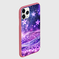 Чехол iPhone 11 Pro матовый Абстрактные звезды в фиолетовых искрах, цвет: 3D-малиновый — фото 2