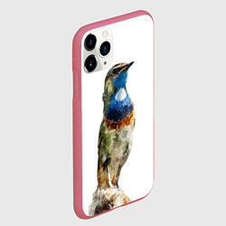 Чехол iPhone 11 Pro матовый Соловей варакушка, цвет: 3D-малиновый — фото 2