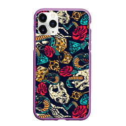 Чехол iPhone 11 Pro матовый Tattoo dice, цвет: 3D-фиолетовый