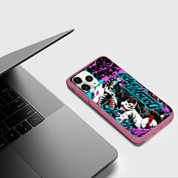 Чехол iPhone 11 Pro матовый Monokuma - fan art, цвет: 3D-малиновый — фото 2