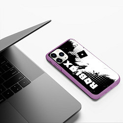 Чехол iPhone 11 Pro матовый Роблокс - черно-белая абстракция, цвет: 3D-фиолетовый — фото 2