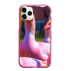 Чехол iPhone 11 Pro матовый Стадо розовых гусей: gussi, цвет: 3D-малиновый