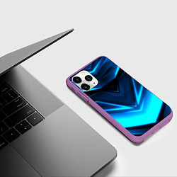 Чехол iPhone 11 Pro матовый Geometry stripes неон, цвет: 3D-фиолетовый — фото 2