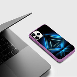 Чехол iPhone 11 Pro матовый Blue neon light, цвет: 3D-фиолетовый — фото 2