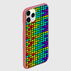 Чехол iPhone 11 Pro матовый Разноцветные квадраты на чёрном фоне, цвет: 3D-малиновый — фото 2