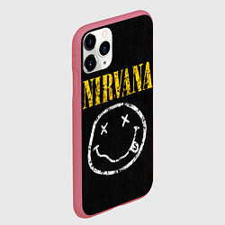 Чехол iPhone 11 Pro матовый Джинсовка с nirvana, цвет: 3D-малиновый — фото 2
