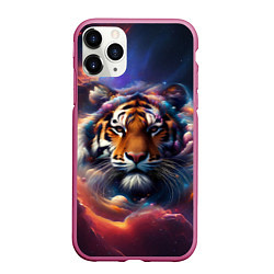 Чехол iPhone 11 Pro матовый Космический лев, цвет: 3D-малиновый