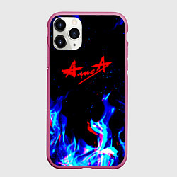 Чехол iPhone 11 Pro матовый Алиса глитч огонь, цвет: 3D-малиновый