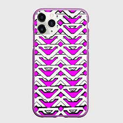 Чехол iPhone 11 Pro матовый Бело-розовый узор, цвет: 3D-фиолетовый