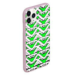 Чехол iPhone 11 Pro матовый Бело-зелёный узор, цвет: 3D-розовый — фото 2