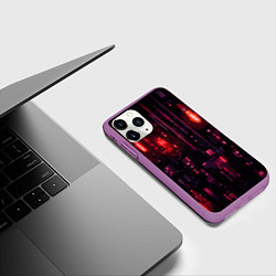 Чехол iPhone 11 Pro матовый Киберпанк светящиеся красные элементы, цвет: 3D-фиолетовый — фото 2