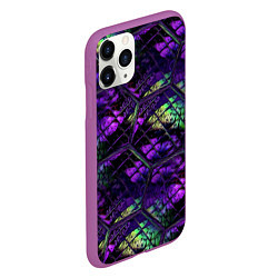 Чехол iPhone 11 Pro матовый Бабочки в фиолетовом креативном узоре, цвет: 3D-фиолетовый — фото 2