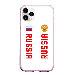 Чехол iPhone 11 Pro матовый Россия три полоски на белом фоне, цвет: 3D-розовый
