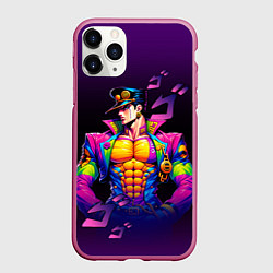 Чехол iPhone 11 Pro матовый Джо Джо - персонаж, цвет: 3D-малиновый
