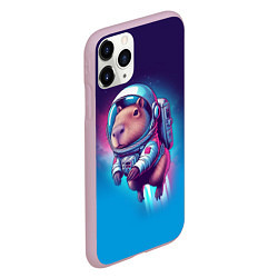Чехол iPhone 11 Pro матовый Капибара бравый космонавт - нейросеть, цвет: 3D-розовый — фото 2