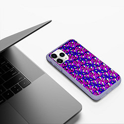 Чехол iPhone 11 Pro матовый Фиолетовый узор и чёрная обводка, цвет: 3D-светло-сиреневый — фото 2