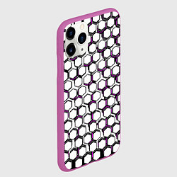 Чехол iPhone 11 Pro матовый Киберпанк узор из шестиугольников розовый, цвет: 3D-фиолетовый — фото 2