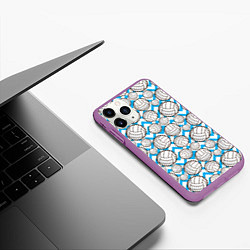 Чехол iPhone 11 Pro матовый Мячи волейбольные паттерн, цвет: 3D-фиолетовый — фото 2