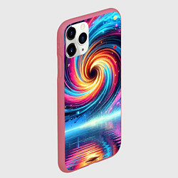 Чехол iPhone 11 Pro матовый Неоновая космическая абстракция - нейросеть, цвет: 3D-малиновый — фото 2