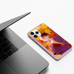 Чехол iPhone 11 Pro матовый Гэн Асагири на фоне листвы из Доктора Стоуна, цвет: 3D-розовый — фото 2