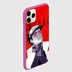 Чехол iPhone 11 Pro матовый Джотаро Куджо на фоне звездочек из ДжоДжо, цвет: 3D-фиолетовый — фото 2