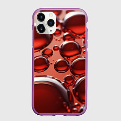 Чехол iPhone 11 Pro матовый Крупные красные капли, цвет: 3D-фиолетовый