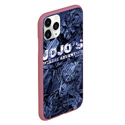 Чехол iPhone 11 Pro матовый ДжоДжо на фоне манги, цвет: 3D-малиновый — фото 2