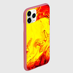 Чехол iPhone 11 Pro матовый Красные и желтые разводы, цвет: 3D-малиновый — фото 2