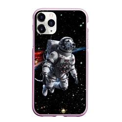 Чехол iPhone 11 Pro матовый The dalmatian brave cosmonaut - ai art, цвет: 3D-розовый