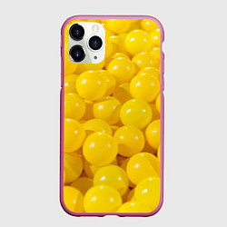 Чехол iPhone 11 Pro матовый Желтые шарики, цвет: 3D-малиновый