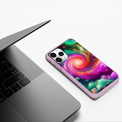 Чехол iPhone 11 Pro матовый Космическая неоновая фантазия - нейросеть, цвет: 3D-розовый — фото 2