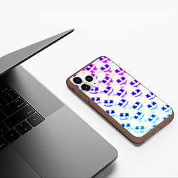 Чехол iPhone 11 Pro матовый Marshmello pattern neon, цвет: 3D-коричневый — фото 2