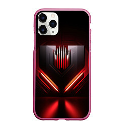 Чехол iPhone 11 Pro матовый Красная и черная кибернетика, цвет: 3D-малиновый