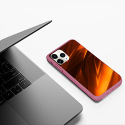 Чехол iPhone 11 Pro матовый Geometry stripes orange, цвет: 3D-малиновый — фото 2