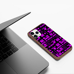 Чехол iPhone 11 Pro матовый Bon Jovi neon pink rock, цвет: 3D-коричневый — фото 2