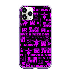 Чехол iPhone 11 Pro матовый Bon Jovi neon pink rock, цвет: 3D-светло-сиреневый