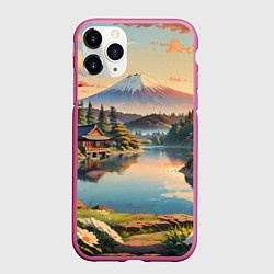 Чехол iPhone 11 Pro матовый Спокойный рассвет над японским горизонтом, цвет: 3D-малиновый