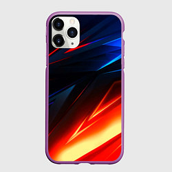 Чехол iPhone 11 Pro матовый Geometry stripes neon steel, цвет: 3D-фиолетовый