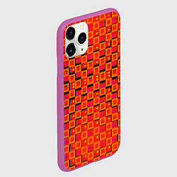 Чехол iPhone 11 Pro матовый Фиолетовые квадраты на чёрном фоне, цвет: 3D-фиолетовый — фото 2