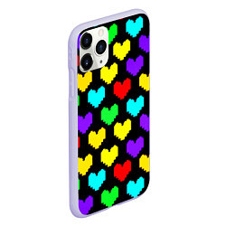 Чехол iPhone 11 Pro матовый Undertale heart pattern, цвет: 3D-светло-сиреневый — фото 2