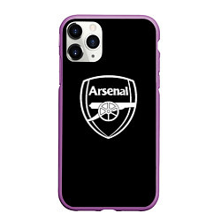 Чехол iPhone 11 Pro матовый Arsenal fc белое лого, цвет: 3D-фиолетовый